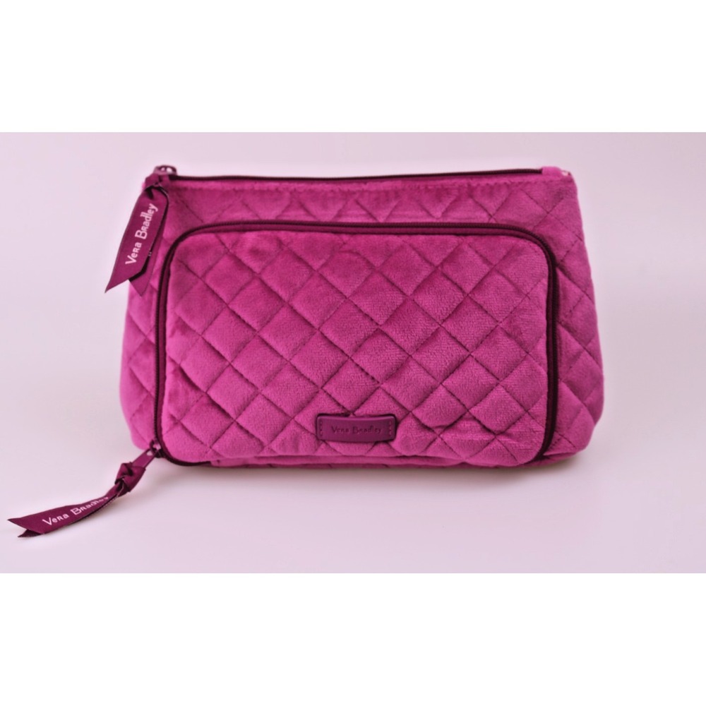 Vera Bradley Compact Organizer Majestic Magenta Quilted Velvet Cosmetic Bag